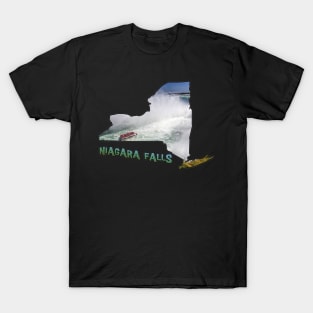 New York State Outline (Niagara Falls) T-Shirt